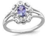 1/3 Carat (ctw) Oval Tanzanite Solitaire Ring in Sterling Silver